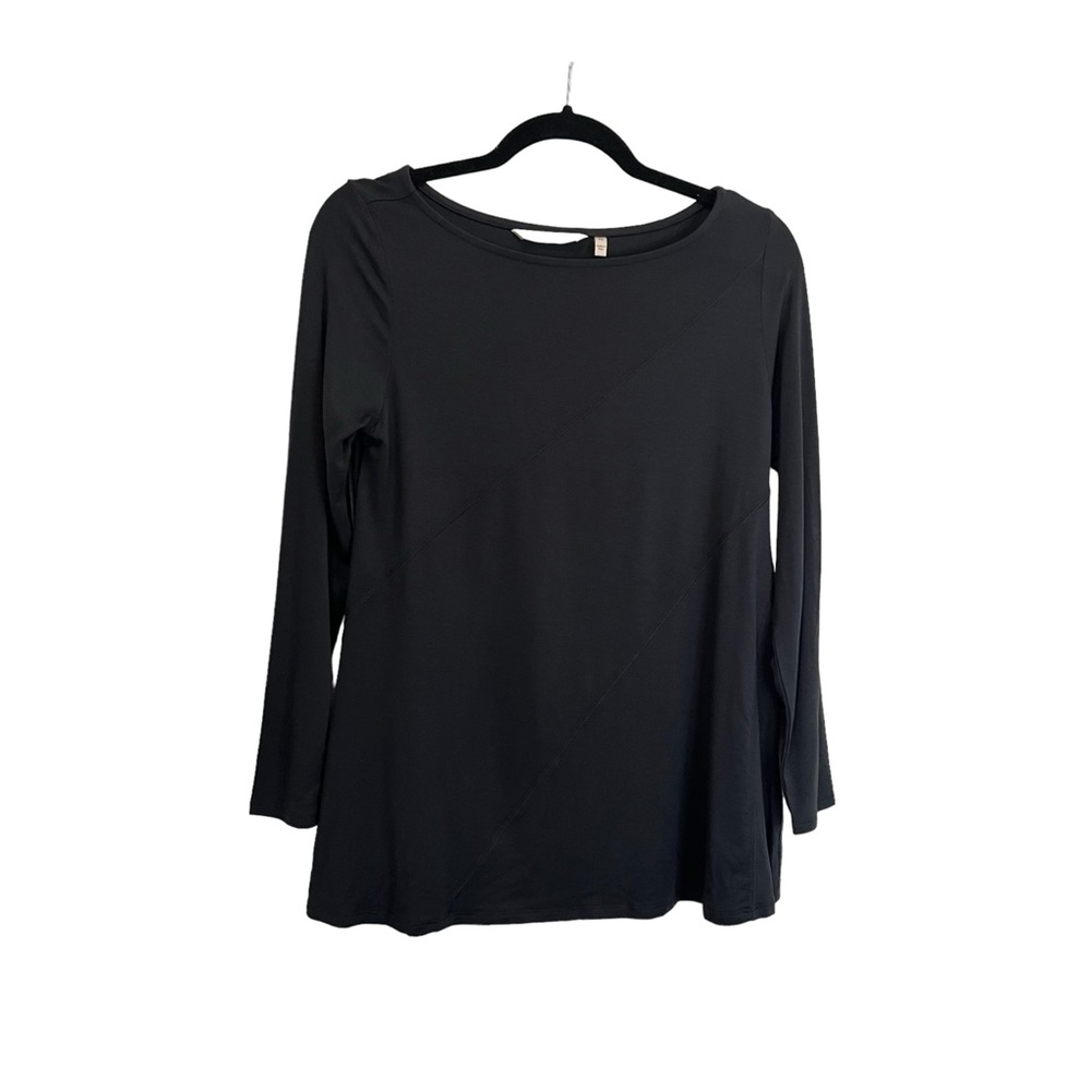 Soft Surroundings Solid Black Long Sleeve Shirt Womens Size Petite Small PS